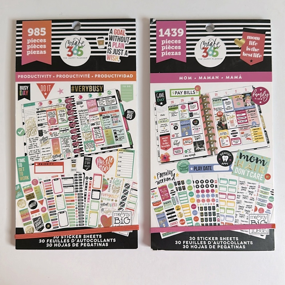 The Happy Planner Me & My Big Ideas Sticker Books Set of Two-Productivity & Mom